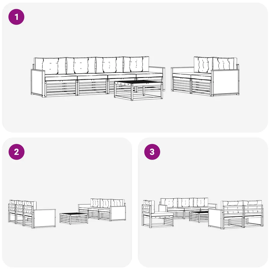 Ensemble de canapés d'extérieur 7 pcs Naturel et Beige - 6