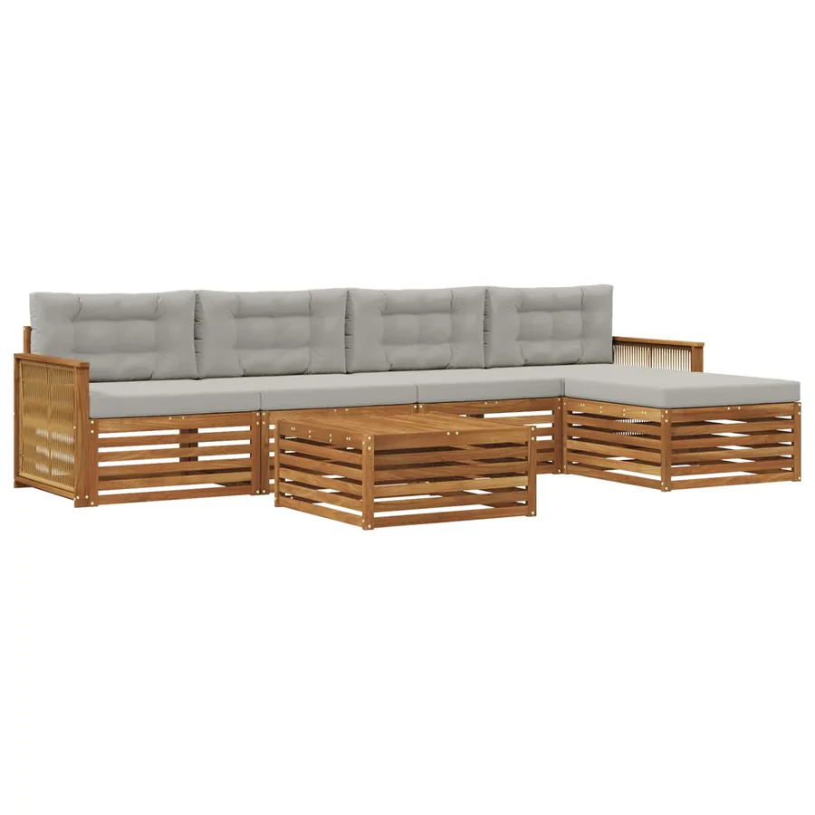 Ensemble de canapés d'extérieur 6 pcs Naturel et gris clair - 2