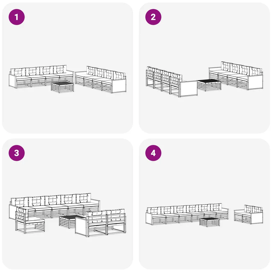 Ensemble de canapés d'extérieur 9 pcs Naturel et gris clair - 6