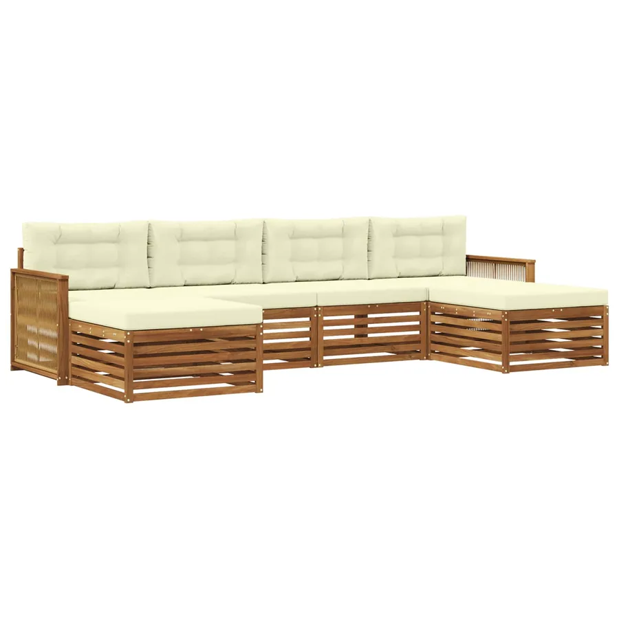 Ensembles de canapés avec coussin 6 pcs Bois d'Acacia Massif - 2