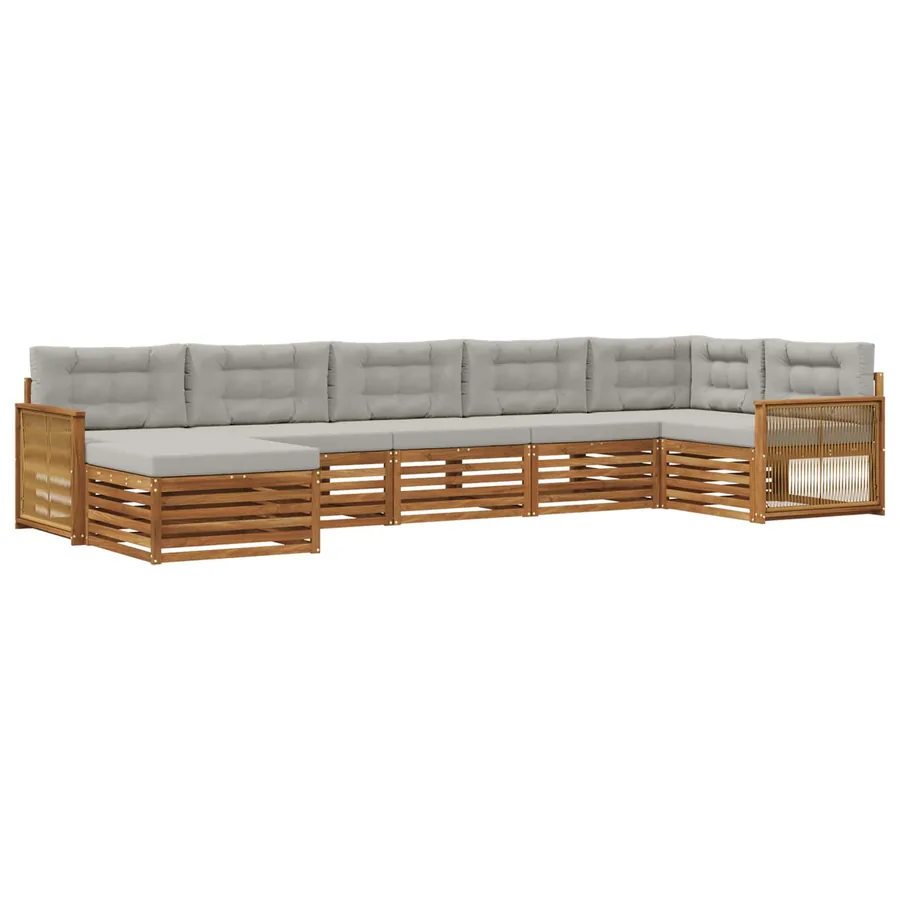 Ensemble de canapés d'extérieur 7 pcs Naturel et gris clair - 2