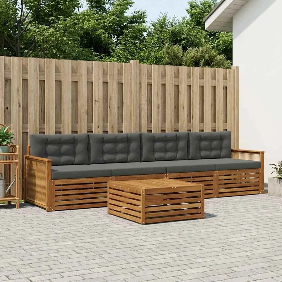 Ensemble de canapés d'extérieur 5 pcs Naturel et Anthracite