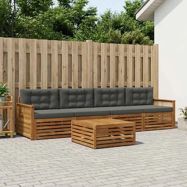Ensemble de canapés d'extérieur 5 pcs Naturel et Anthracite