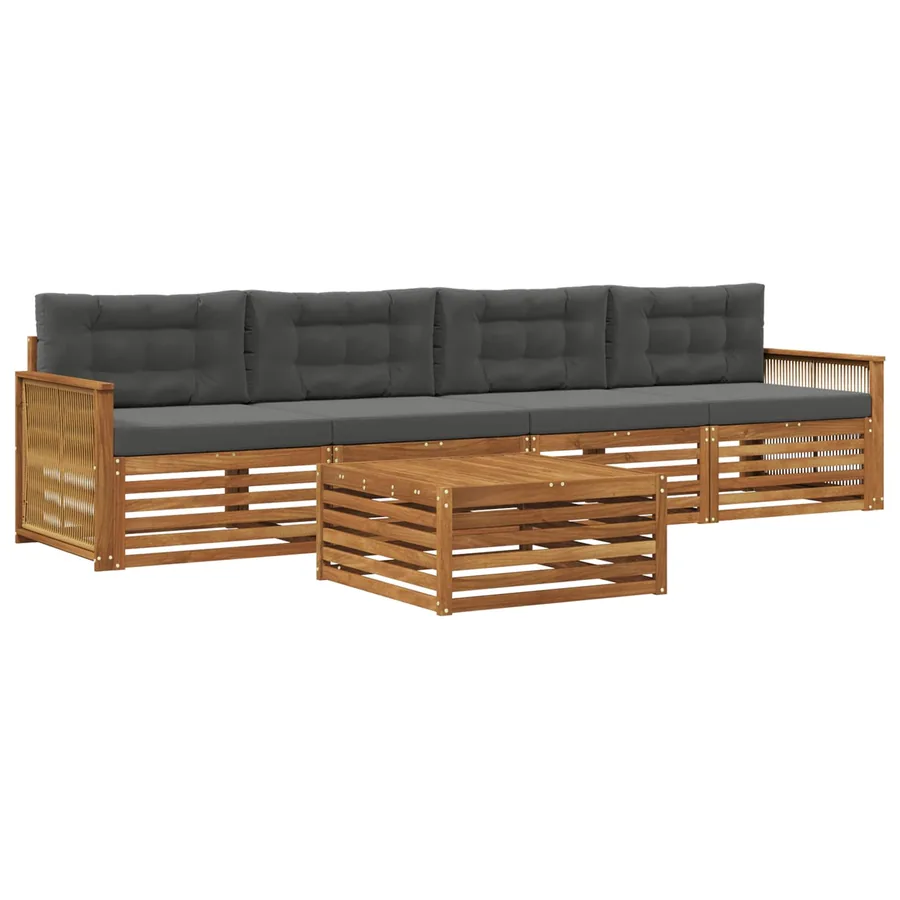 Ensemble de canapés d'extérieur 5 pcs Naturel et Anthracite - 2