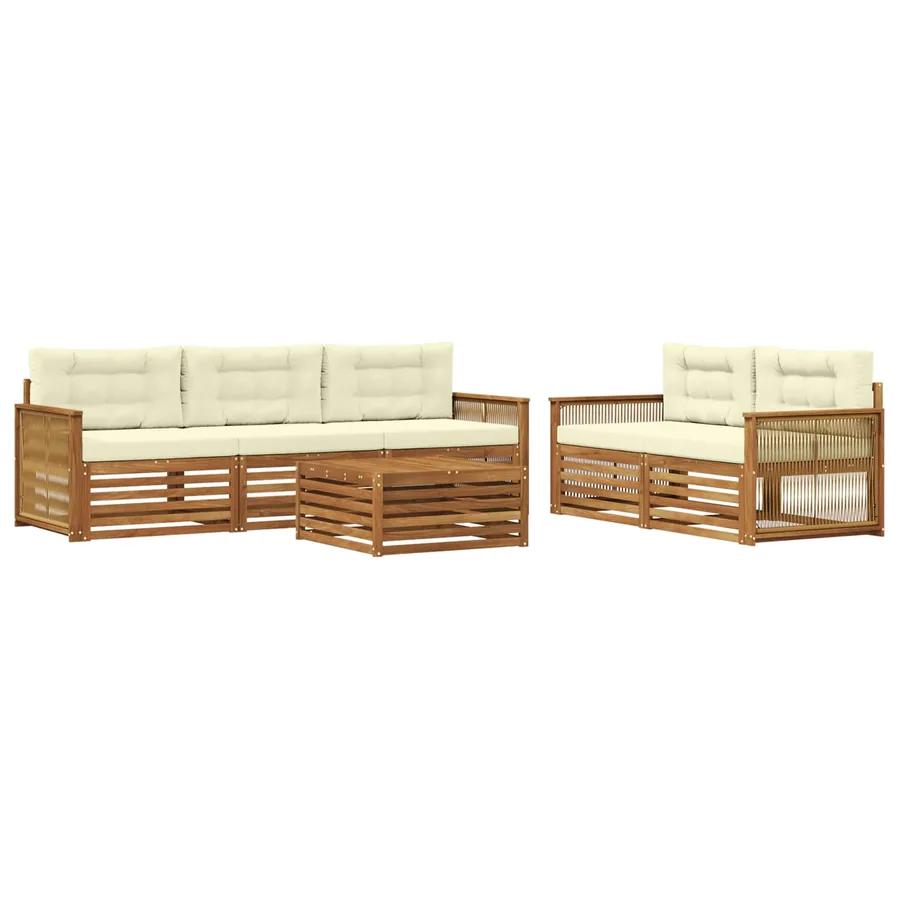 Ensemble de canapés d'extérieur 6 pcs Naturel et Crème - 2