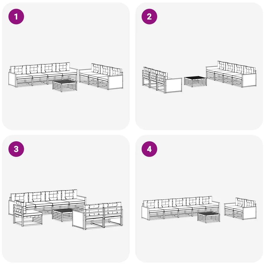 Ensemble de canapés d'extérieur 8 pcs Naturel et Crème - 6
