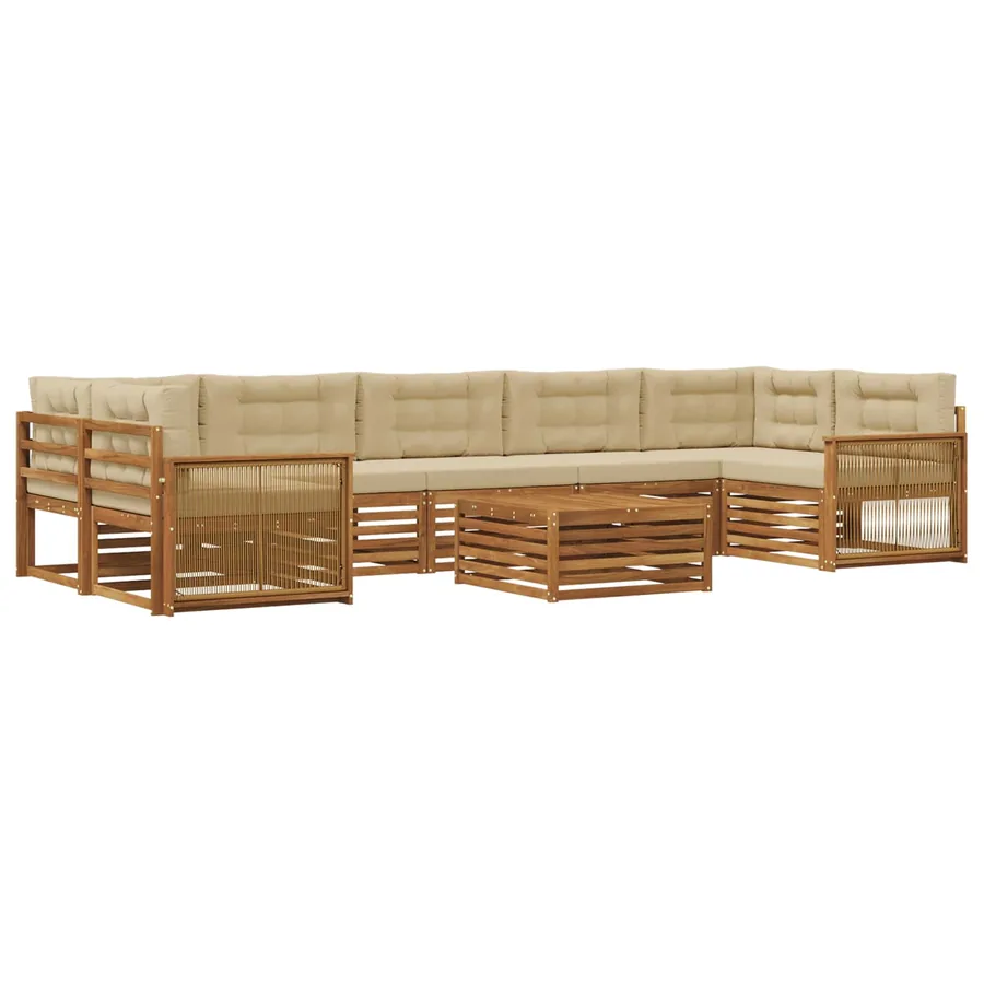 Ensemble de canapés d'extérieur 8 pcs Naturel et Beige - 2