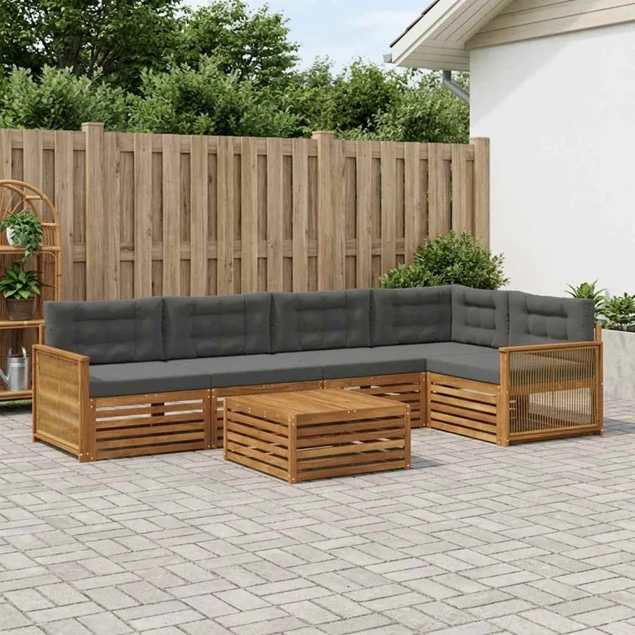Ensemble de canapés d'extérieur 6 pcs Naturel et Anthracite
