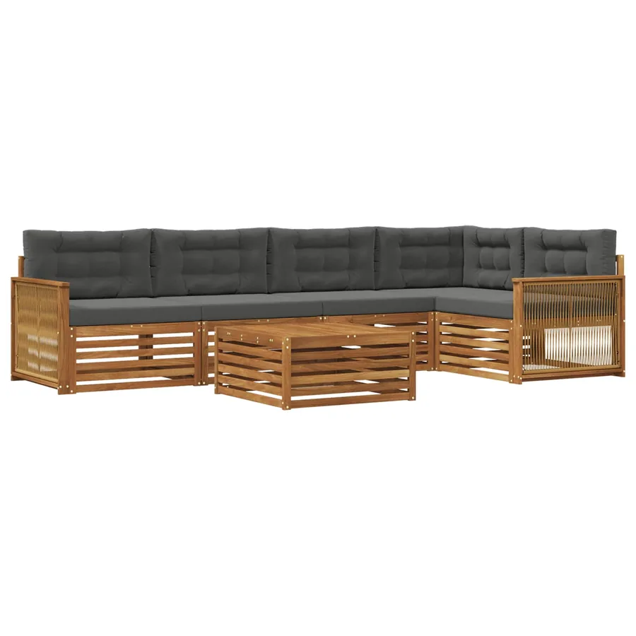 Ensemble de canapés d'extérieur 6 pcs Naturel et Anthracite - 2