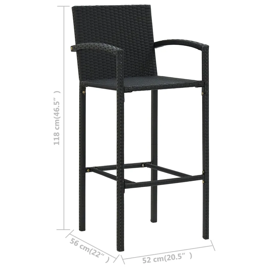 Ensemble de bar d'extérieur 5 pcs accoudoir Résine tressée Noir - 10