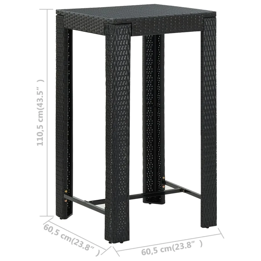 Ensemble de bar d'extérieur 5 pcs accoudoir Résine tressée Noir - 11