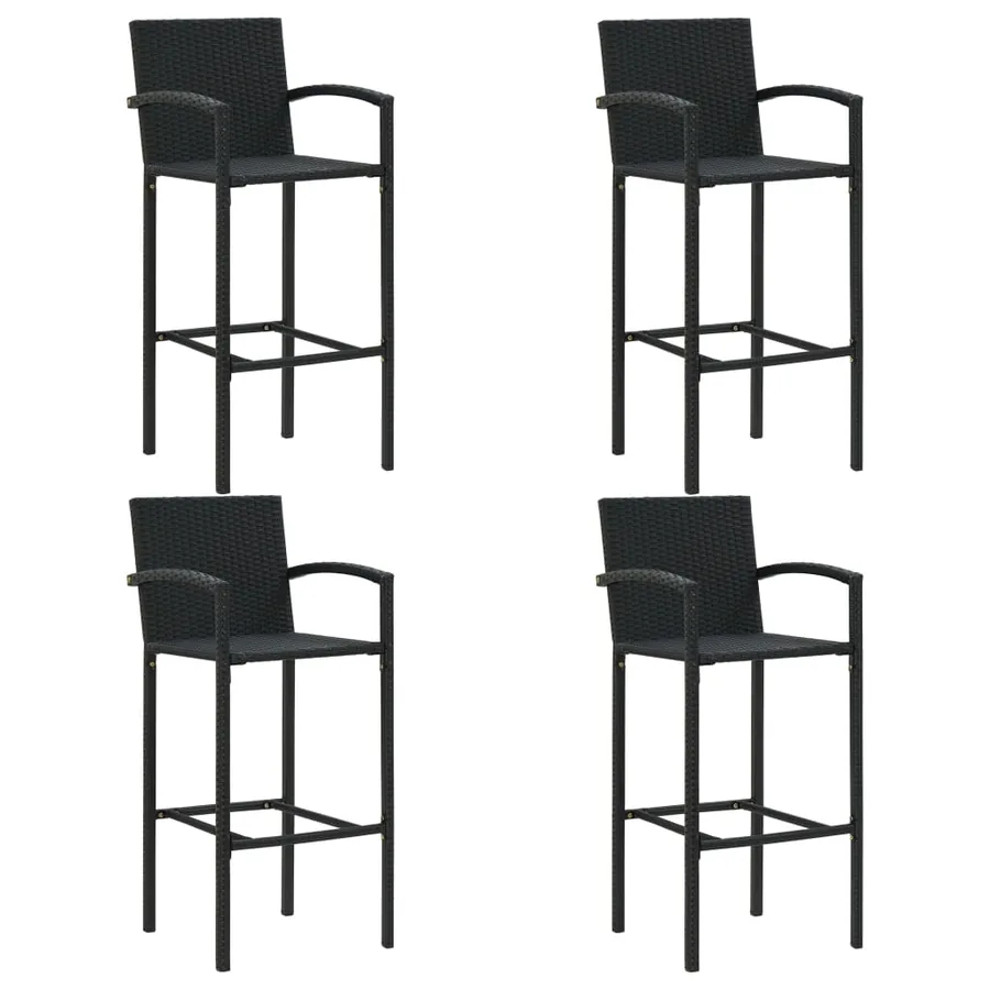 Ensemble de bar d'extérieur 5 pcs accoudoir Résine tressée Noir - 3