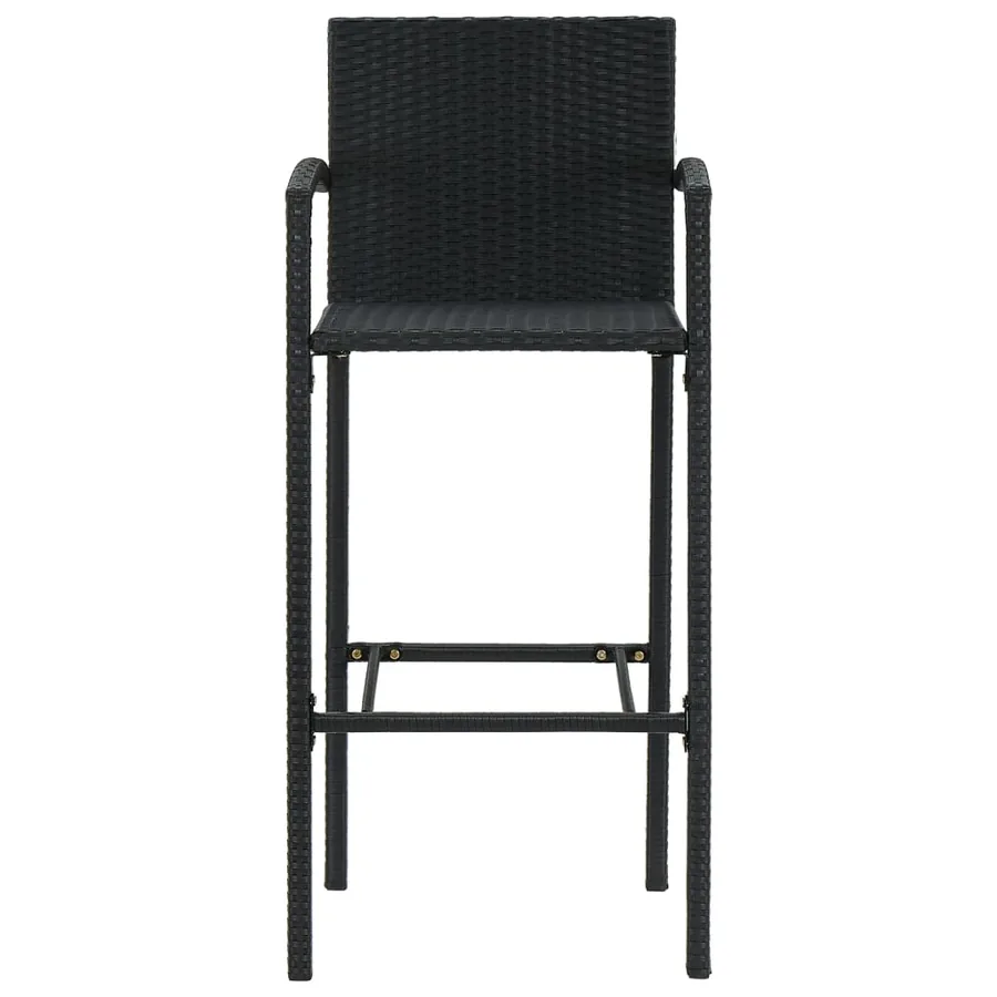 Ensemble de bar d'extérieur 5 pcs accoudoir Résine tressée Noir - 5