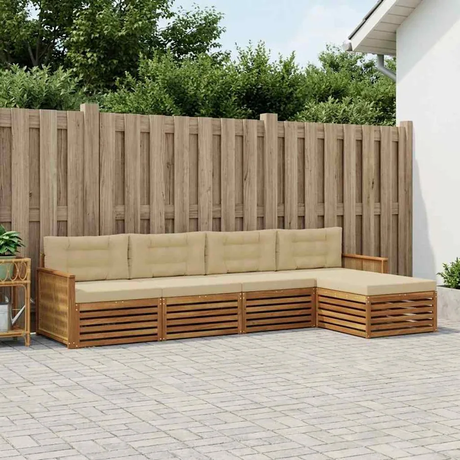Ensemble de canapés d'extérieur 5 pcs Naturel et Beige