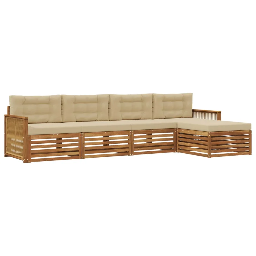 Ensemble de canapés d'extérieur 5 pcs Naturel et Beige - 2