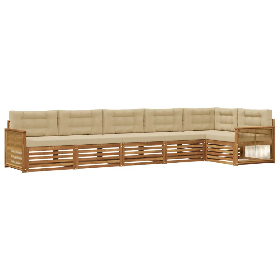 Ensemble de canapés d'extérieur 6 pcs Naturel et Beige - 2