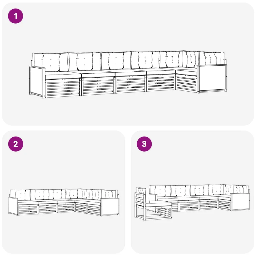 Ensemble de canapés d'extérieur 6 pcs Naturel et Beige - 7