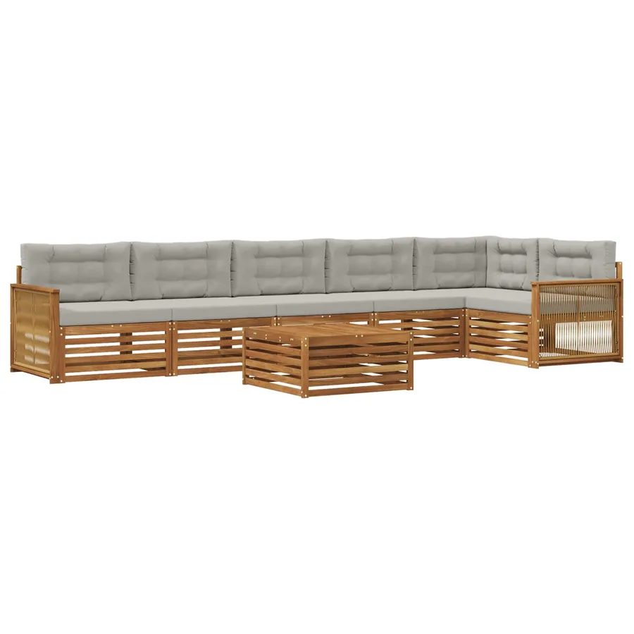 Ensemble de canapés d'extérieur 7 pcs Naturel et gris clair - 2