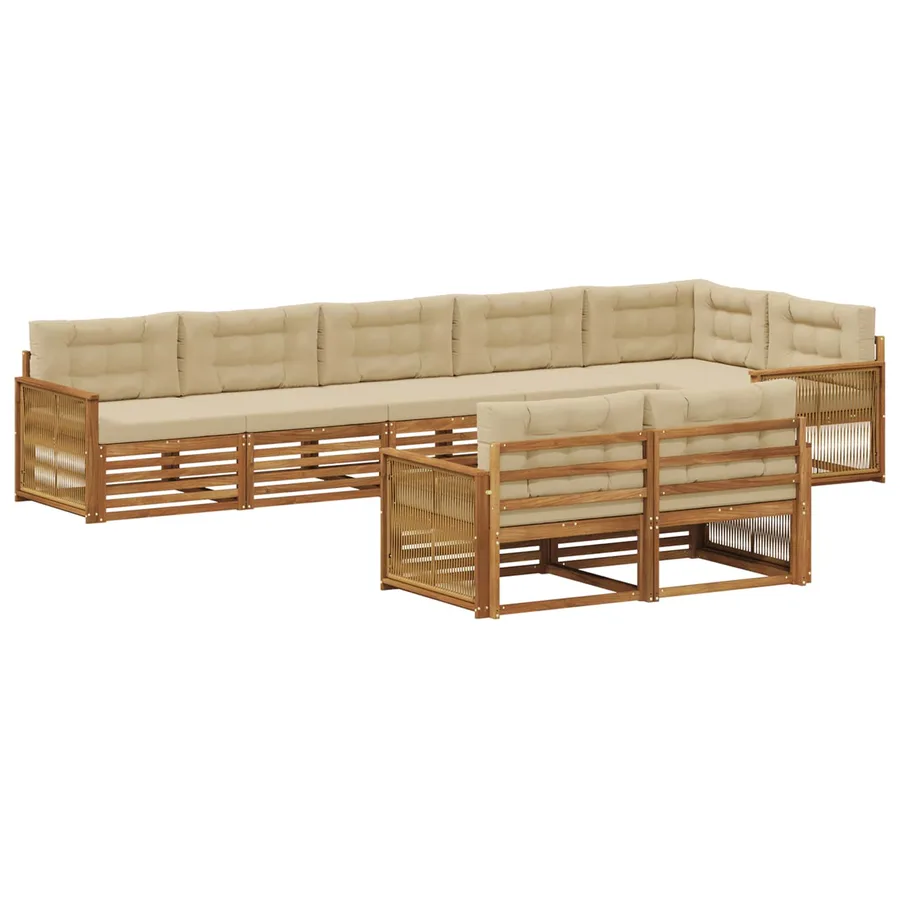 Ensemble de canapés d'extérieur 8 pcs Naturel et Beige - 2