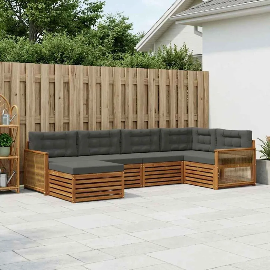 Ensemble de canapés d'extérieur 6 pcs Naturel et Anthracite