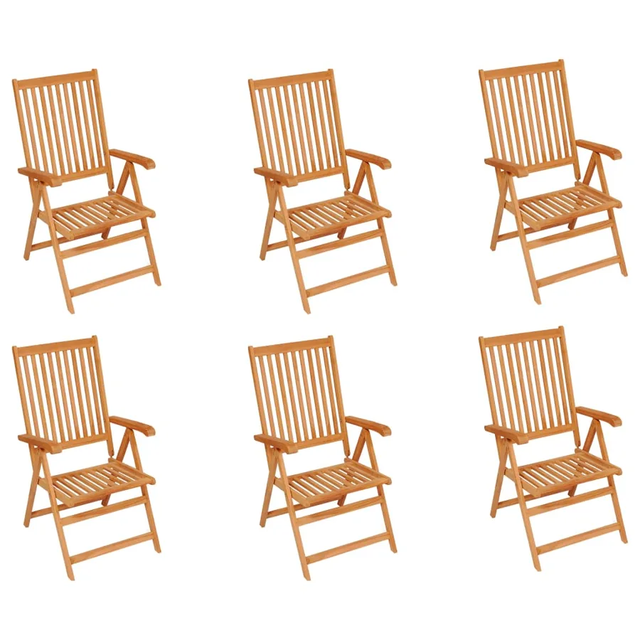 Chaises de jardin lot de 6 et coussins anthracite Bois de teck - 2