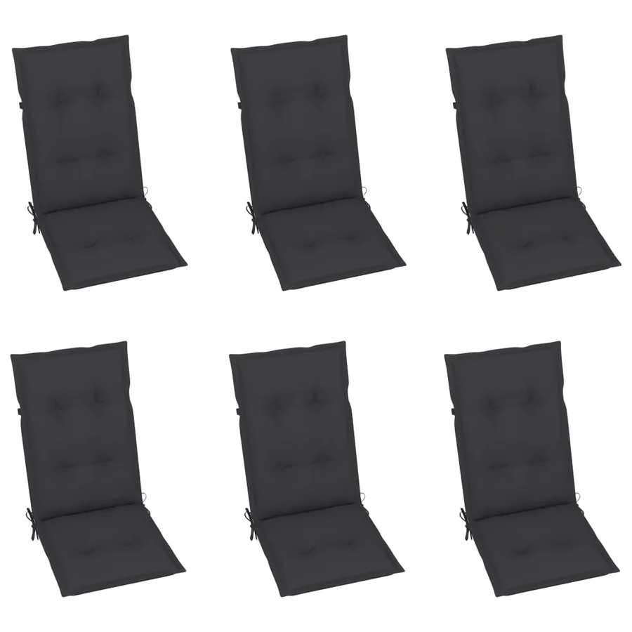 Chaises de jardin lot de 6 et coussins anthracite Bois de teck - 6