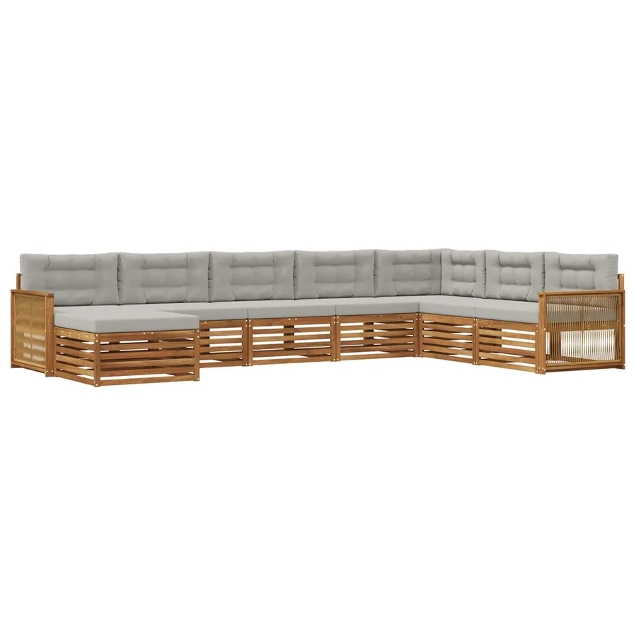 Ensemble de canapés d'extérieur 8 pcs Naturel et gris clair - 2