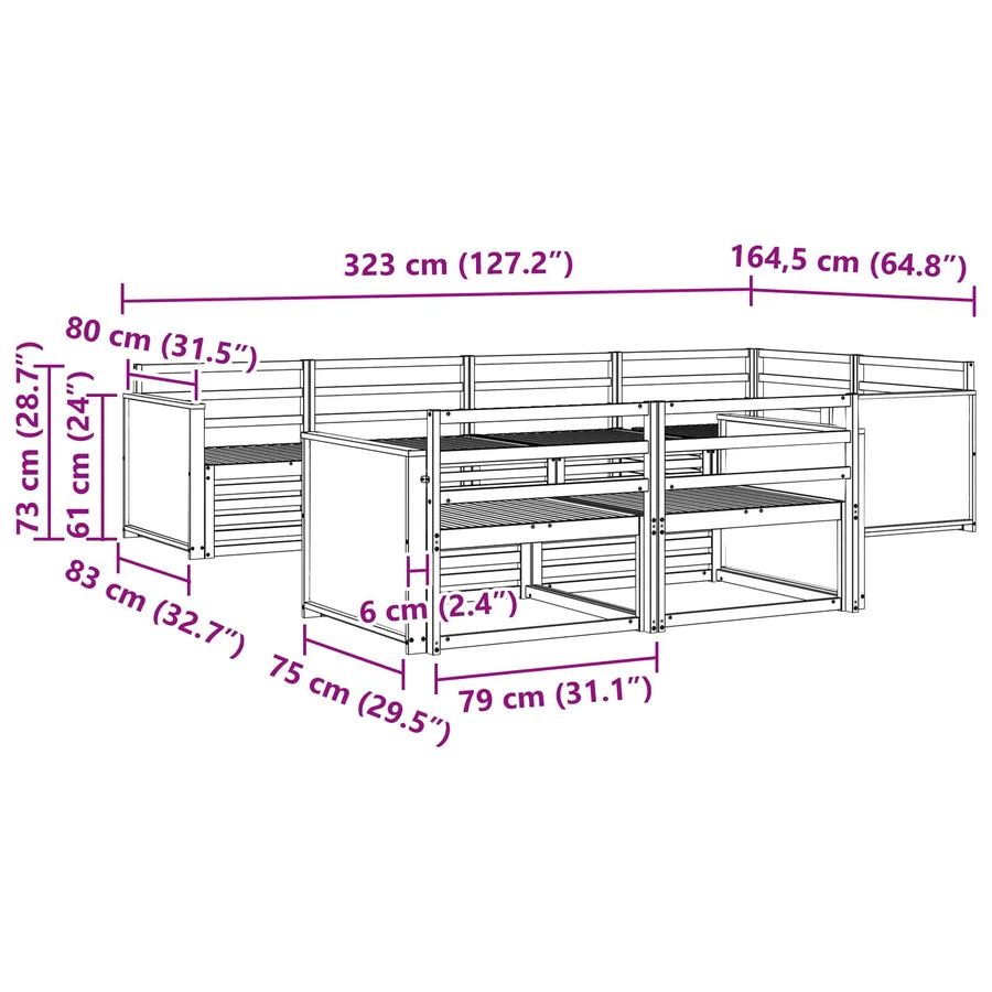 Ensemble de canapés d'extérieur 7 pcs Naturel - 6