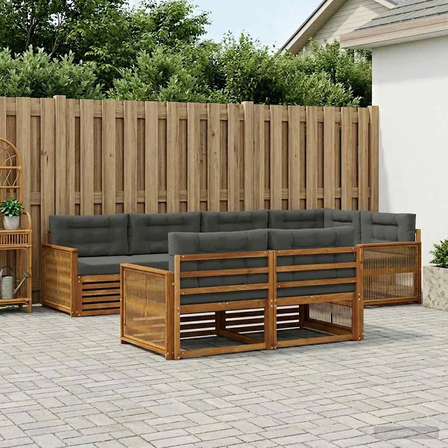 Ensemble de canapés d'extérieur 7 pcs Naturel et Anthracite
