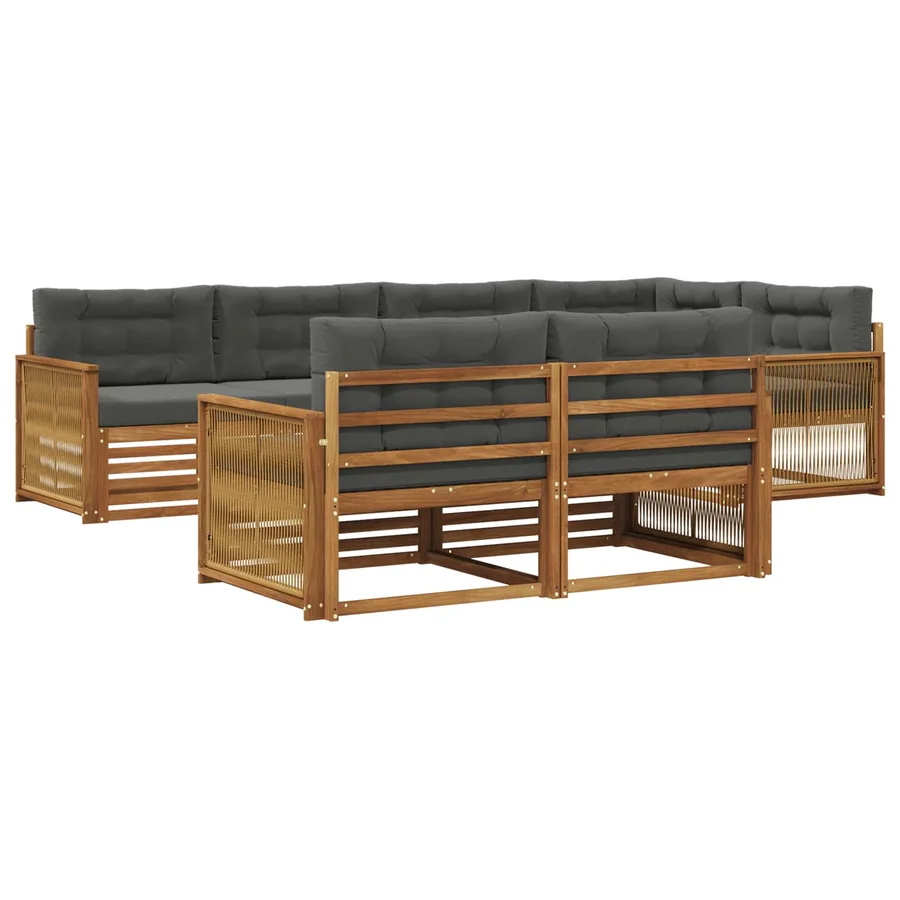 Ensemble de canapés d'extérieur 7 pcs Naturel et Anthracite - 2