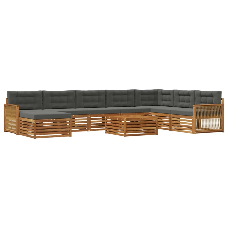 Ensemble de canapés d'extérieur 9 pcs Naturel et Anthracite - 2