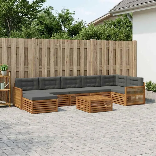 Ensemble de canapés d'extérieur 8 pcs Naturel et Anthracite