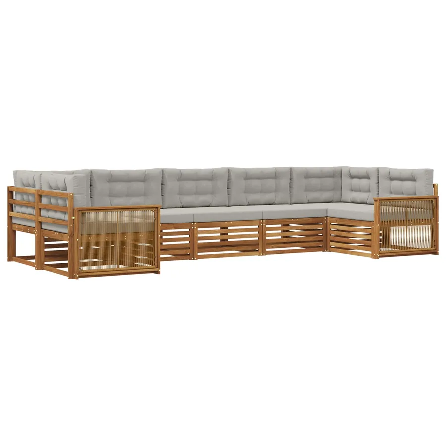 Ensemble de canapés d'extérieur 7 pcs Naturel et gris clair - 2