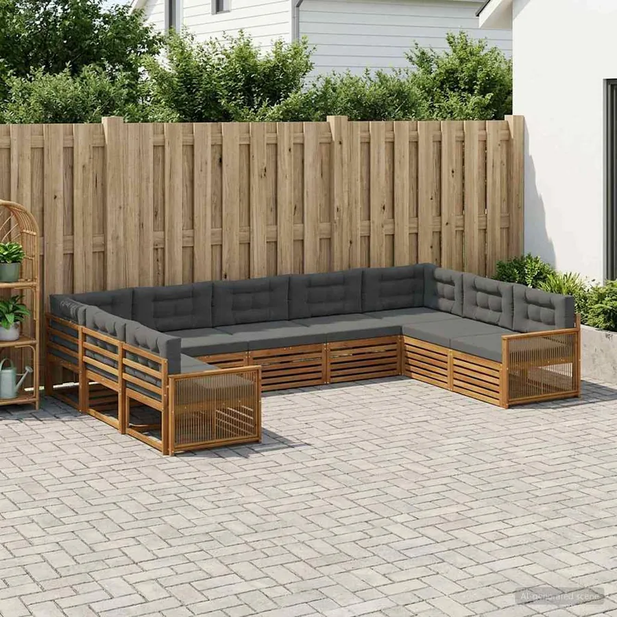 Ensemble de canapés d'extérieur 9 pcs Naturel et Anthracite