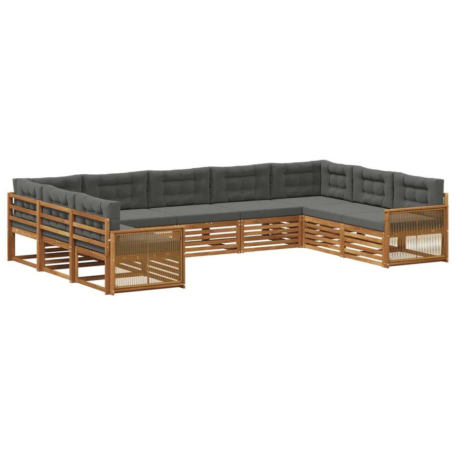 Ensemble de canapés d'extérieur 9 pcs Naturel et Anthracite - 2