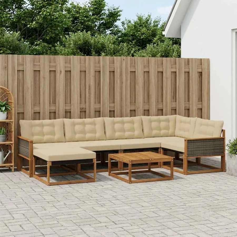Ensemble de canapés d'extérieur 7 pcs Naturel et Beige