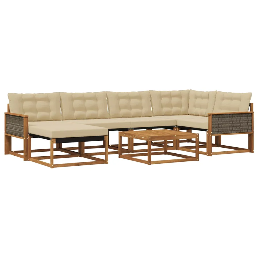 Ensemble de canapés d'extérieur 7 pcs Naturel et Beige - 2