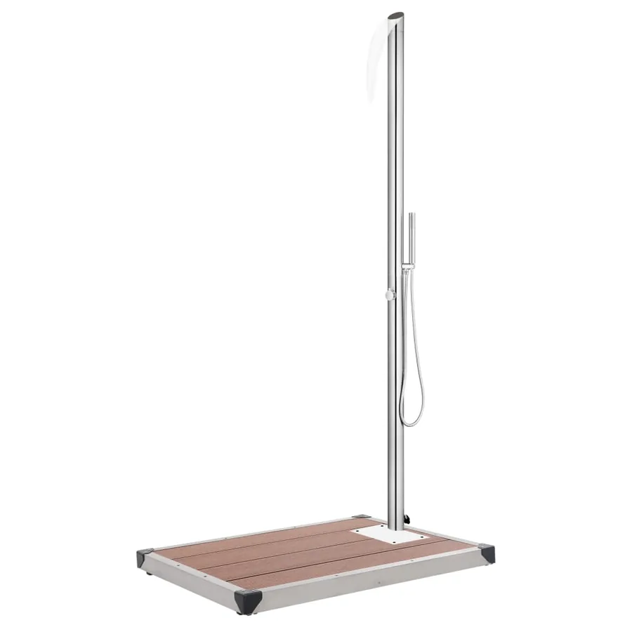 Douche de jardin avec base marron 225 cm Acier inoxydable