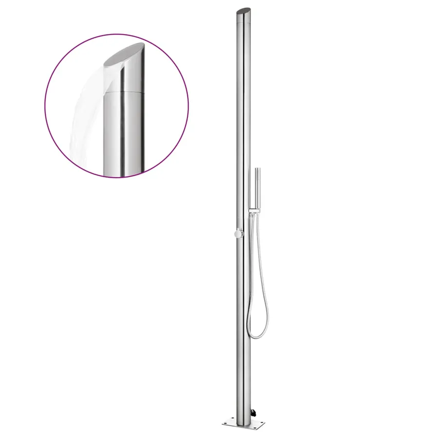 Douche de jardin avec base marron 225 cm Acier inoxydable - 3