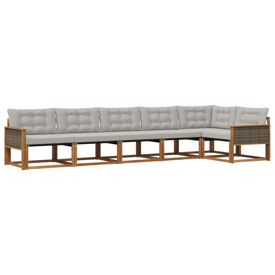 Ensemble de canapés d'extérieur 6 pcs Naturel et gris clair - 2