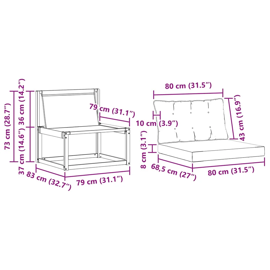 Ensemble de canapés d'extérieur 3 pcs Naturel et Crème - 7