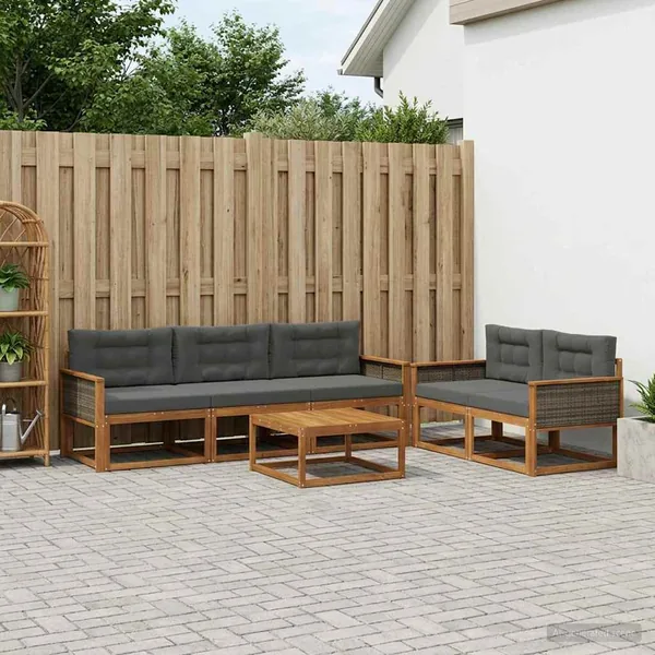 Ensemble de canapés d'extérieur 6 pcs Naturel et Anthracite