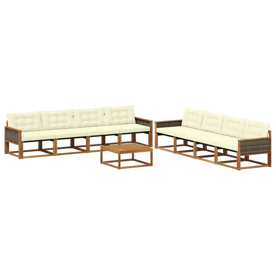 Ensemble de canapés d'extérieur 9 pcs Naturel et Crème - 2