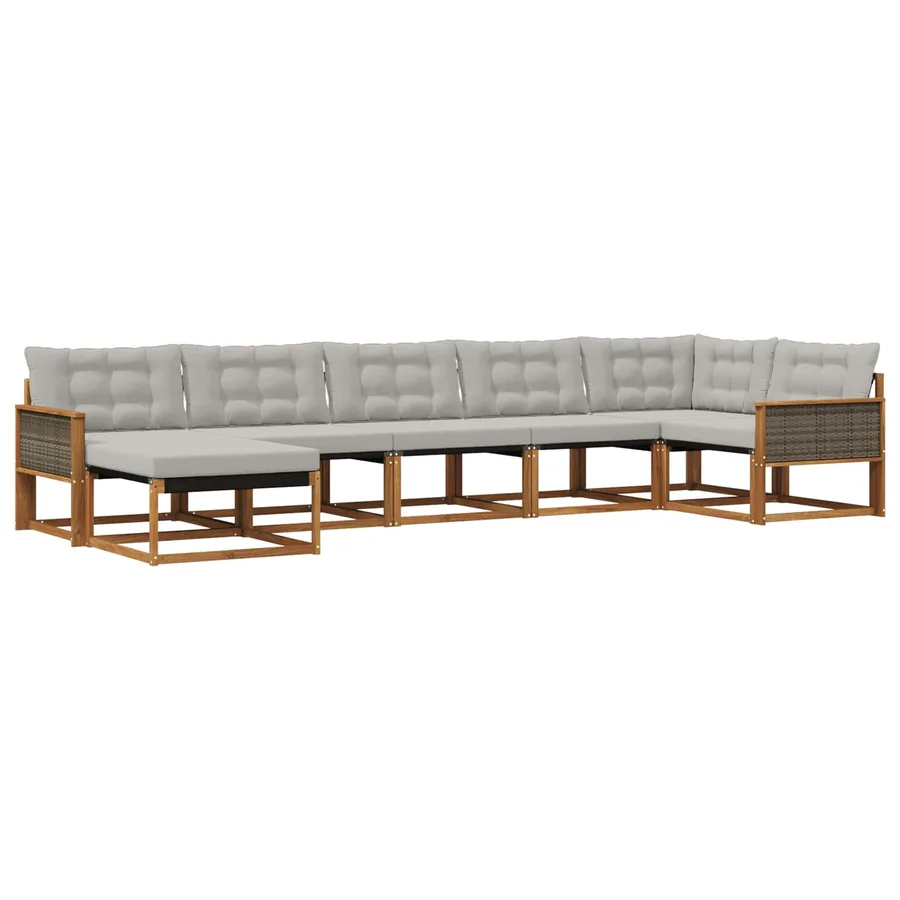 Ensemble de canapés d'extérieur 7 pcs Naturel et gris clair - 2