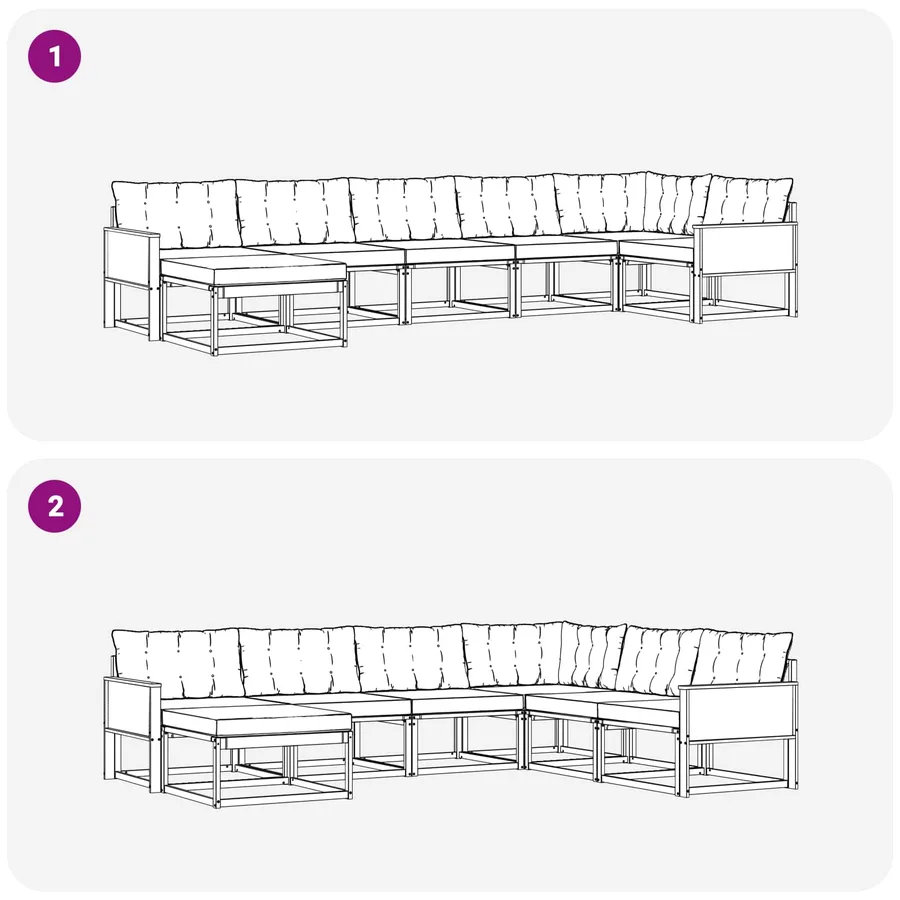 Ensemble de canapés d'extérieur 7 pcs Naturel et gris clair - 8