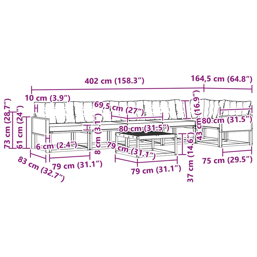 Ensemble de canapés d'extérieur 7 pcs Naturel et Crème - 8