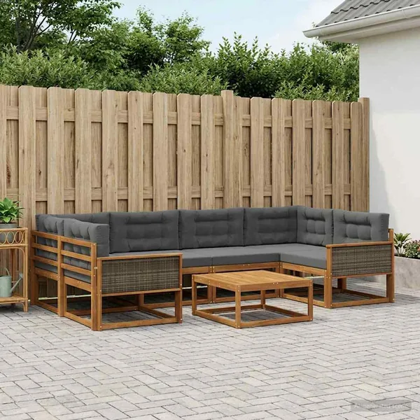 Ensemble de canapés d'extérieur 7 pcs Naturel et Anthracite