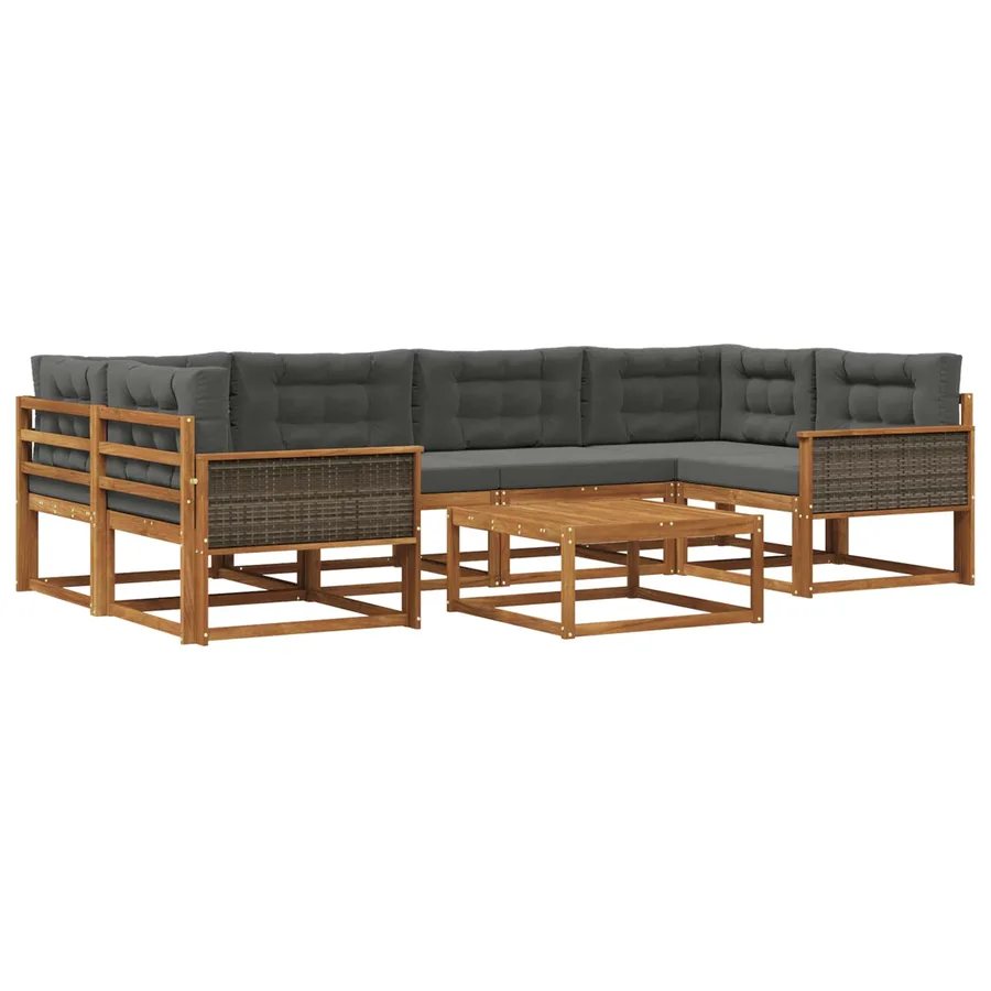 Ensemble de canapés d'extérieur 7 pcs Naturel et Anthracite - 2