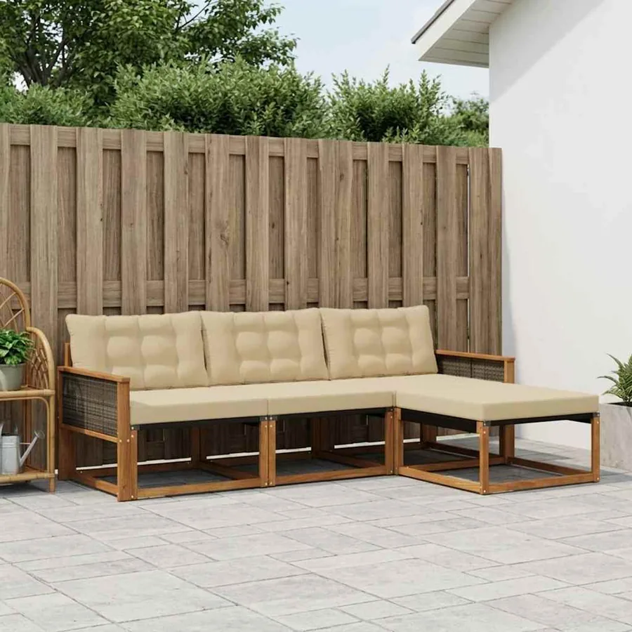 Ensemble de canapés d'extérieur 4 pcs Naturel et Beige