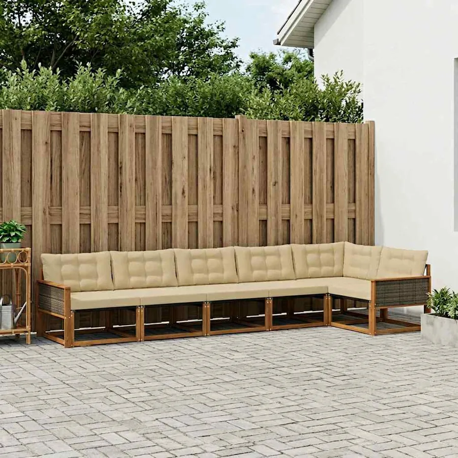 Ensemble de canapés d'extérieur 6 pcs Naturel et Beige